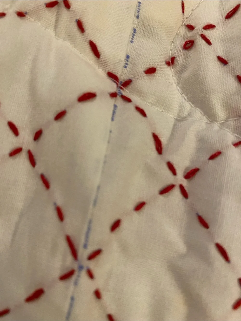 🇺🇸 Vintage Americana Amish Quaker Cottagecore Red, White & Blue Stitch Quilt